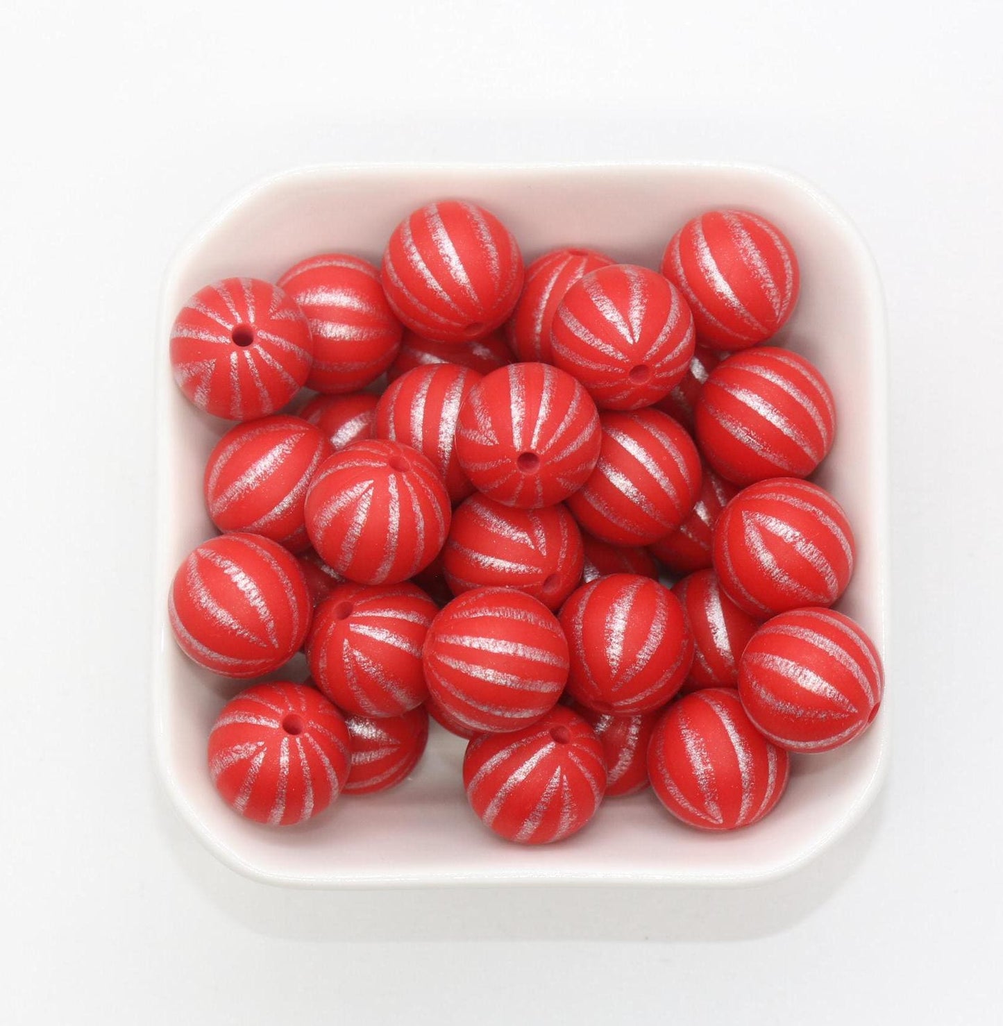 15mm Stripe Printed Beads, Striped Print Silicone Beads, Round Bubblegum Beads, Beads for Pens, Beads for Bracelets