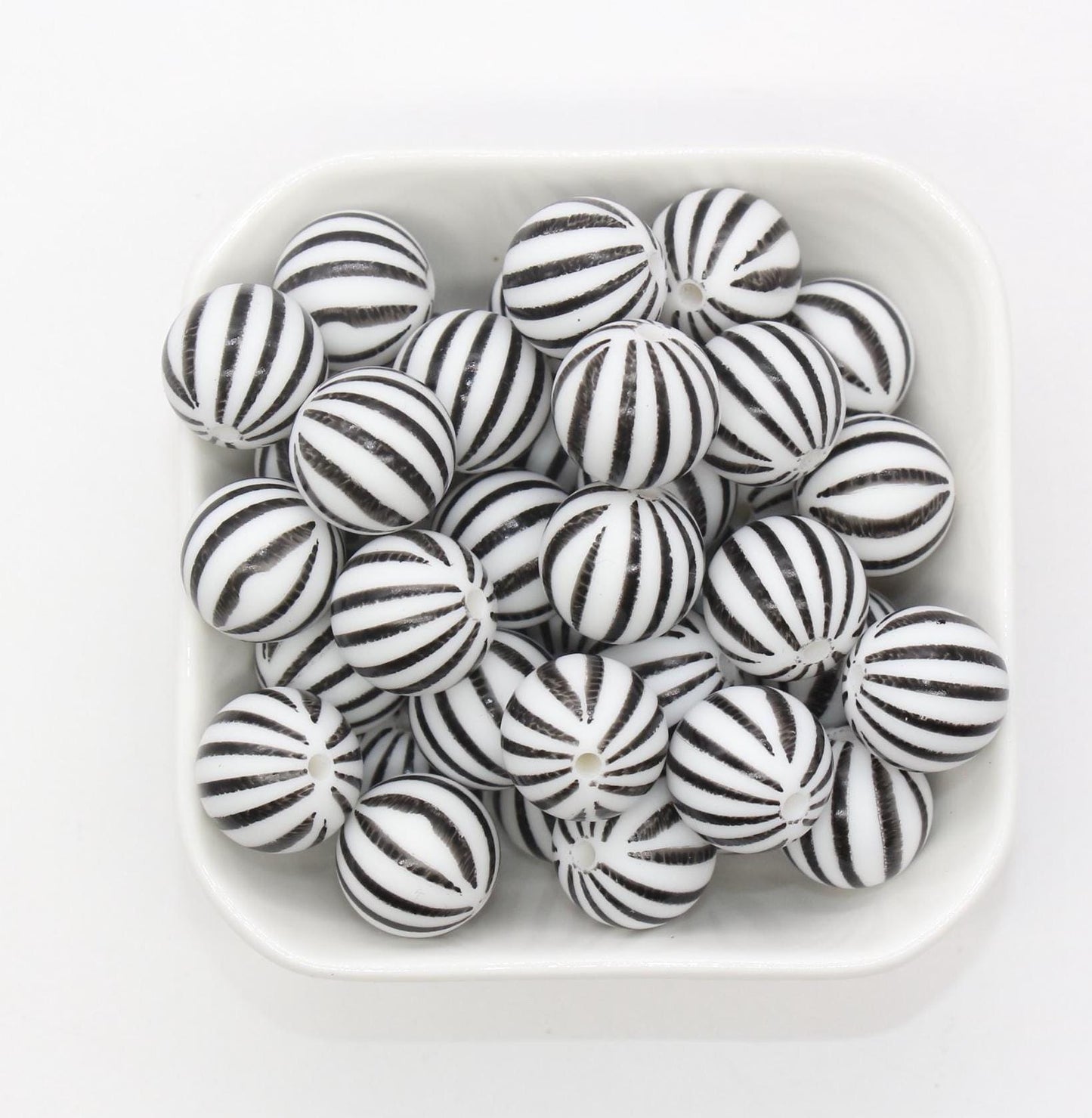 15mm Stripe Printed Beads, Striped Print Silicone Beads, Round Bubblegum Beads, Beads for Pens, Beads for Bracelets