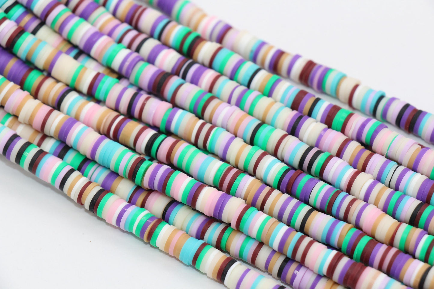 6mm Mix Heishi Beads, Purple Mix Polymer Clay Disc Beads, African Disc Beads, Wholesale Vinyl Heishi, Full Strand #469