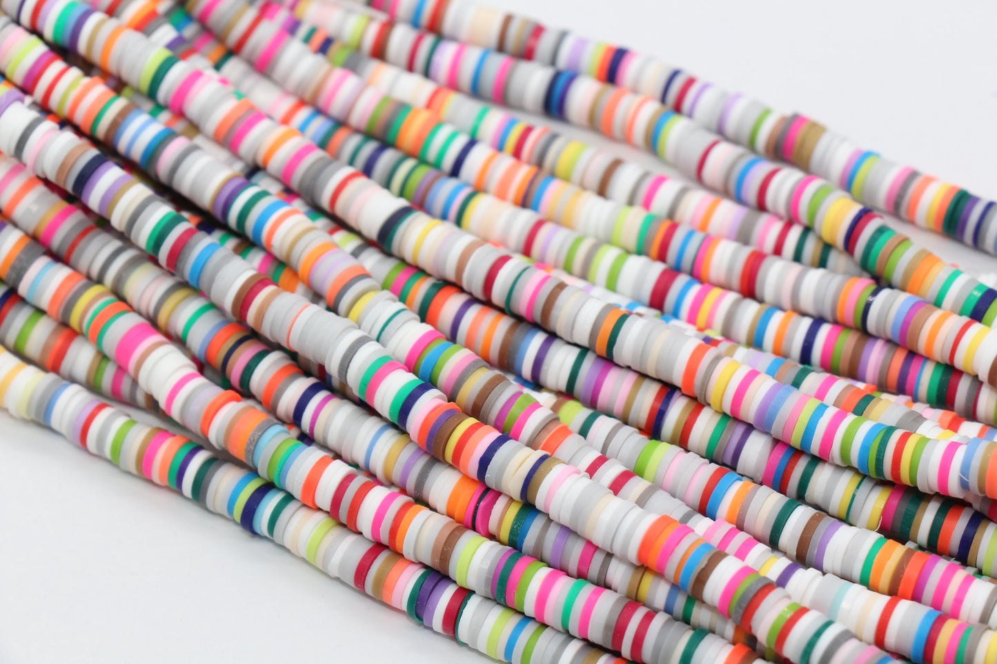 6mm Mix Heishi Beads, Mix Polymer Clay Disc Beads, African Disc Beads, Wholesale Vinyl Heishi, Full Strand #326