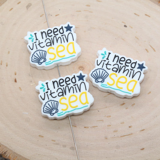 I Need Vitamin Sea Silicone Beads, Sea Shell Beads, Summer Focal Beads, Silicone Loose Beads, Beach Focal Beads #621