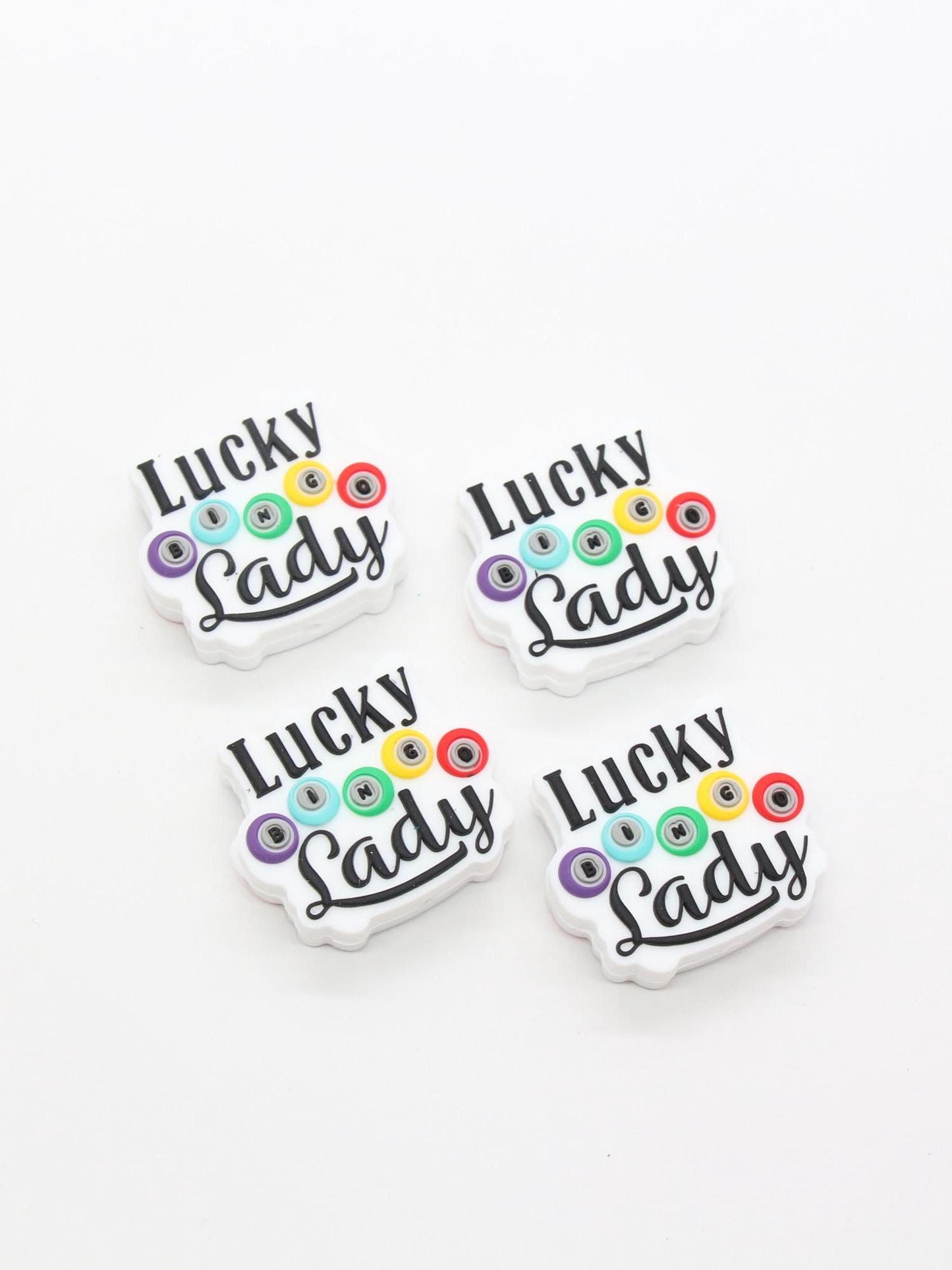 Lucky Bingo Lady Silicone Beads, Bingo Focal Beads, Silicone Loose Beads, Beadable Pen Beads #625