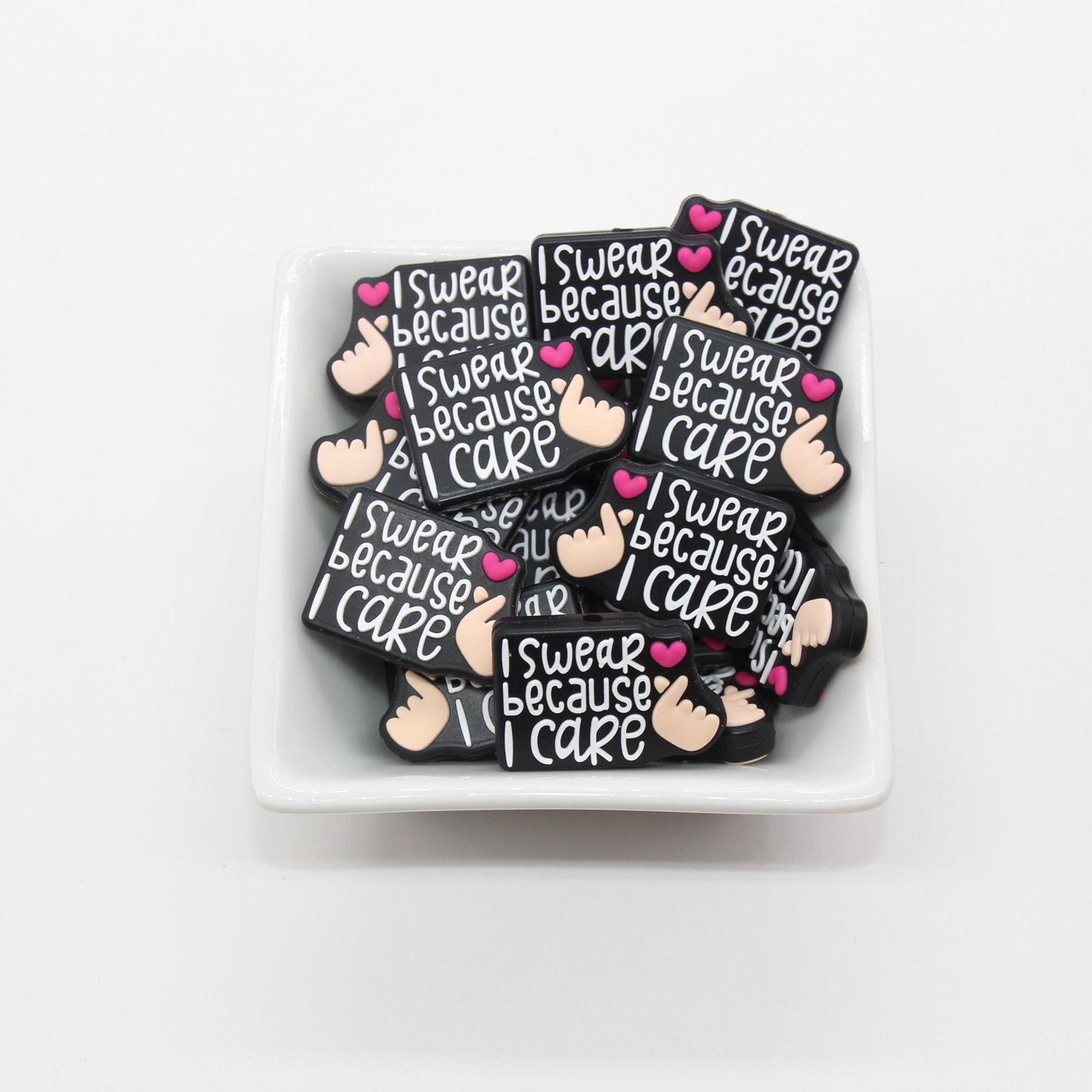 I Swear Because I Care Focal Beads, Care Focal Beads, Silicone Loose Beads, Beadable Pen Beads #632