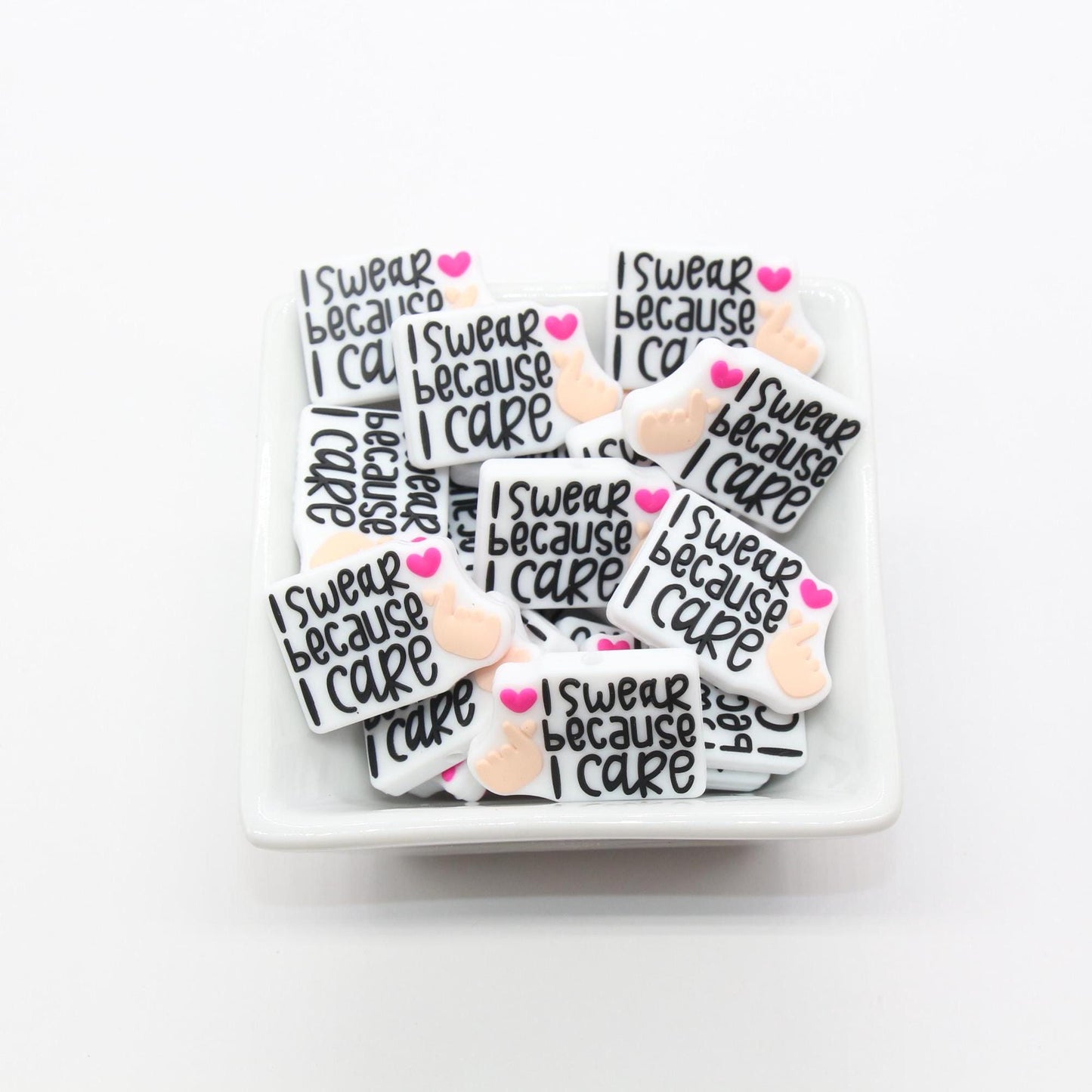 I Swear Because I Care Focal Beads, Care Focal Beads, Silicone Loose Beads, Beadable Pen Beads #632