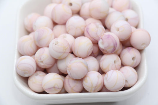12mm Pink Marble Swirl Beads, Silicone Bubblegum Beads, Beads for Pens, Beads for Bracelets #S53