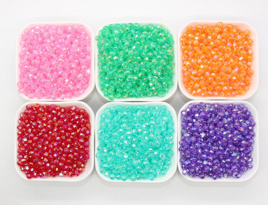 6mm Iridescent Faceted Beads, AB Finish Faceted Beads, Round Gumball Beads, Beads for Bracelets