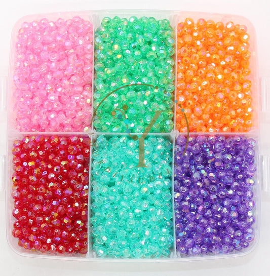 6mm Iridescent Faceted Beads, AB Finish Faceted Beads, Round Gumball Beads, Beads for Bracelets