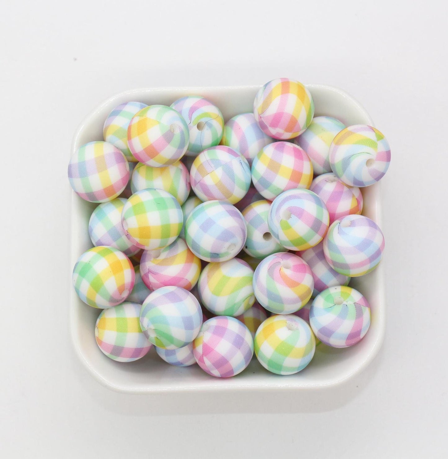 15mm Checkered Printed Beads, Animal Silicone Beads, Round Bubblegum Beads, Beads for Pens, Beads for Bracelets