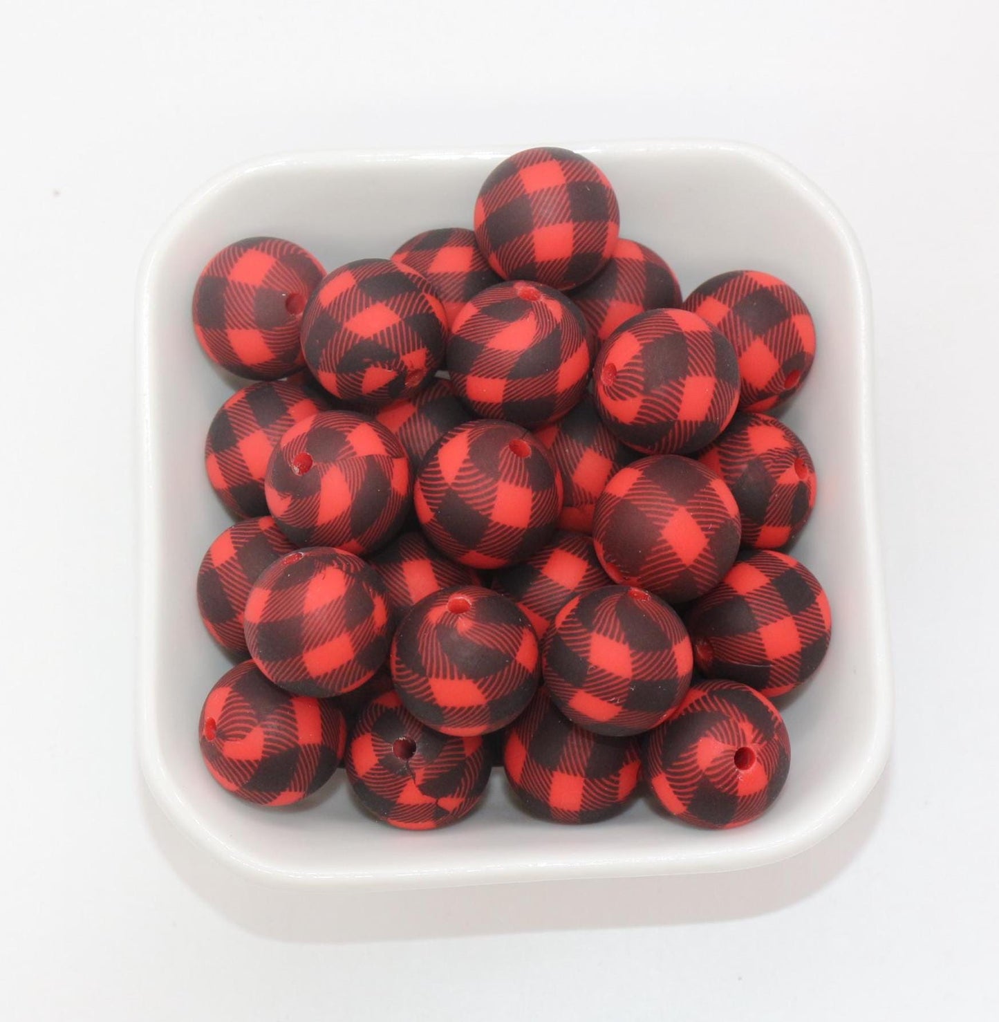 15mm Checkered Printed Beads, Animal Silicone Beads, Round Bubblegum Beads, Beads for Pens, Beads for Bracelets