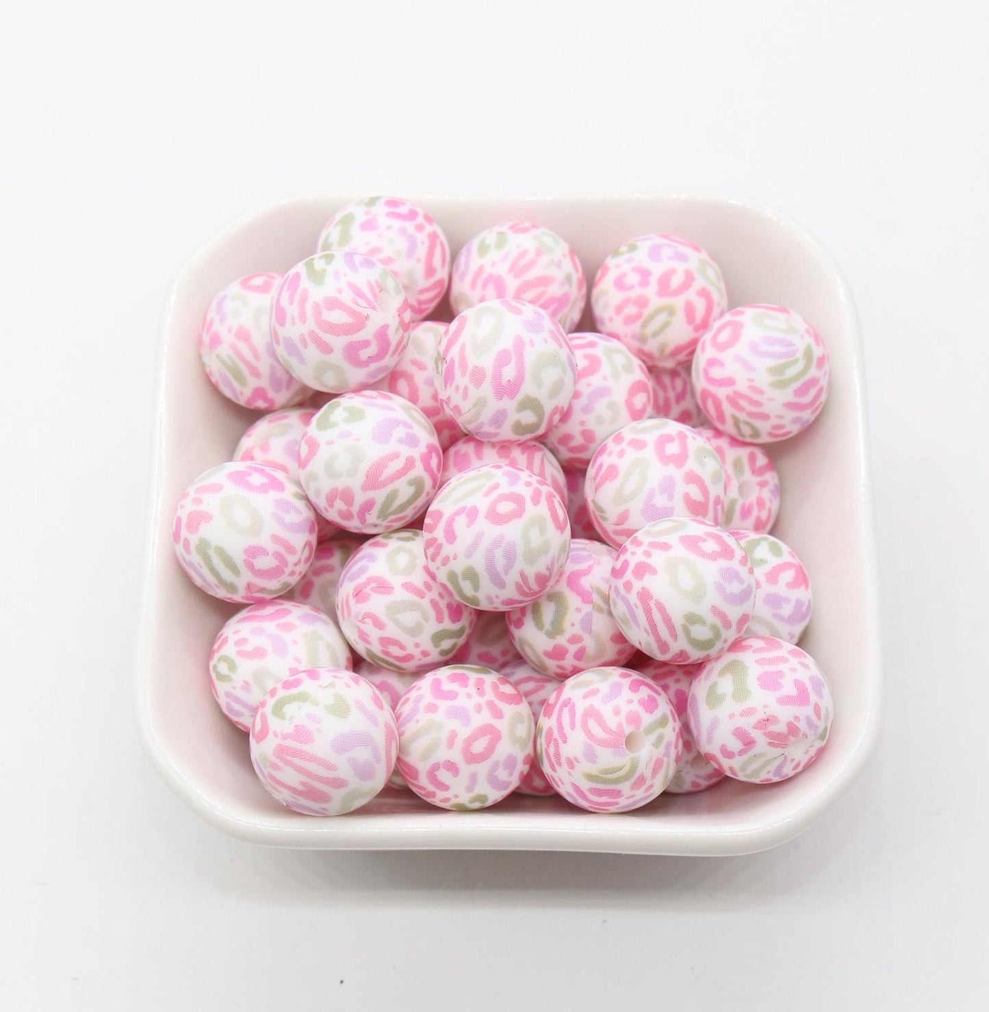 15mm Leopard Printed Beads, Animal Print Silicone Beads, Round Bubblegum Beads, Beads for Pens, Beads for Bracelets