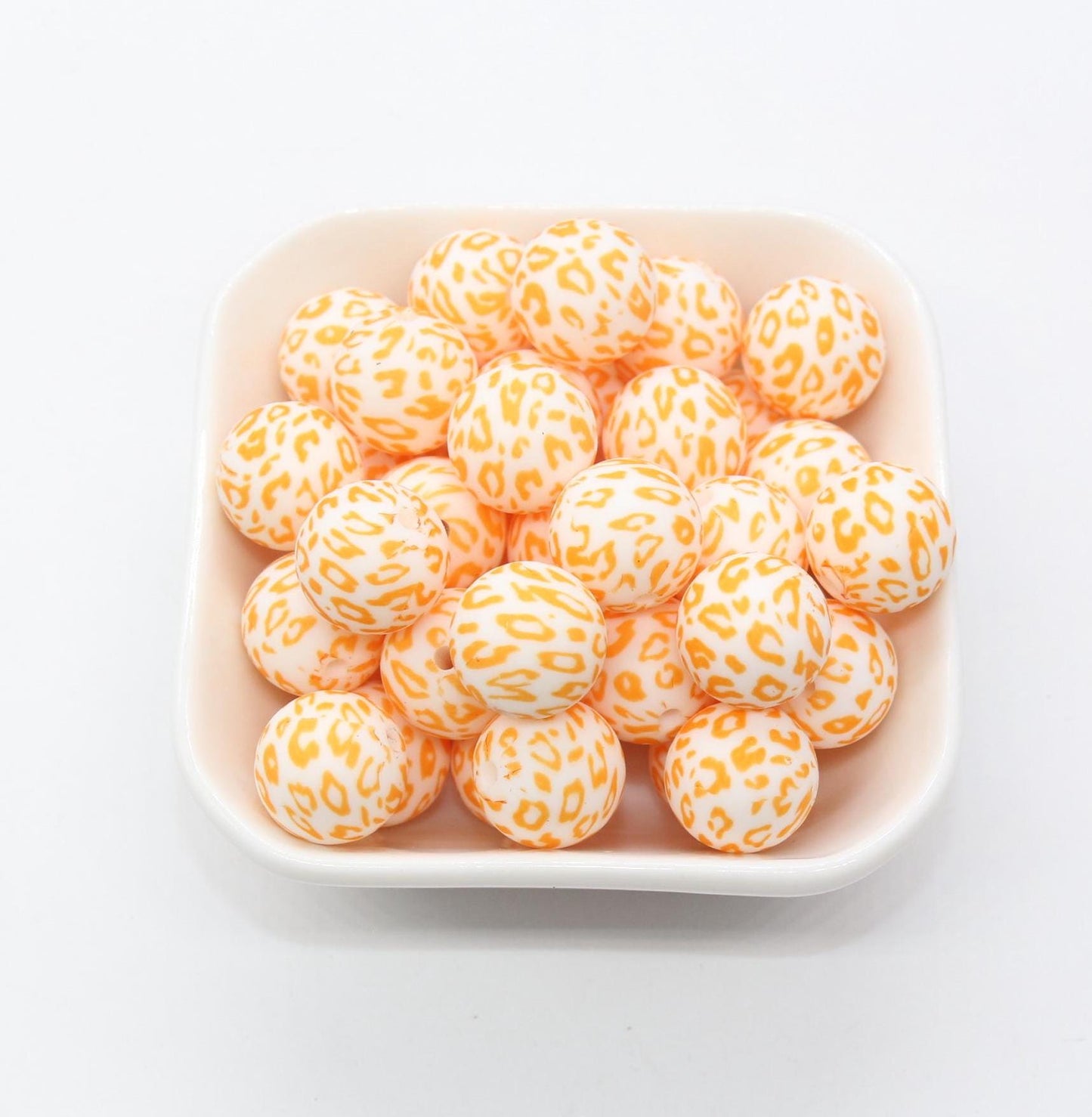 15mm Leopard Printed Beads, Animal Print Silicone Beads, Round Bubblegum Beads, Beads for Pens, Beads for Bracelets