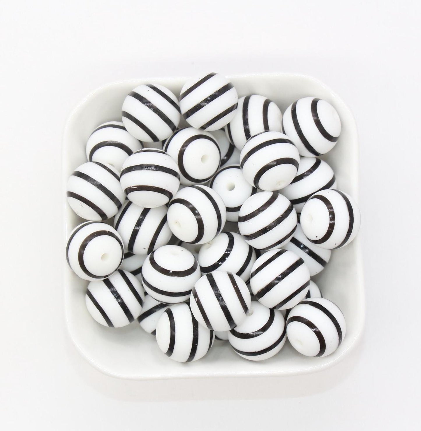 15mm Stripe Printed Beads, Striped Print Silicone Beads, Round Bubblegum Beads, Beads for Pens, Beads for Bracelets