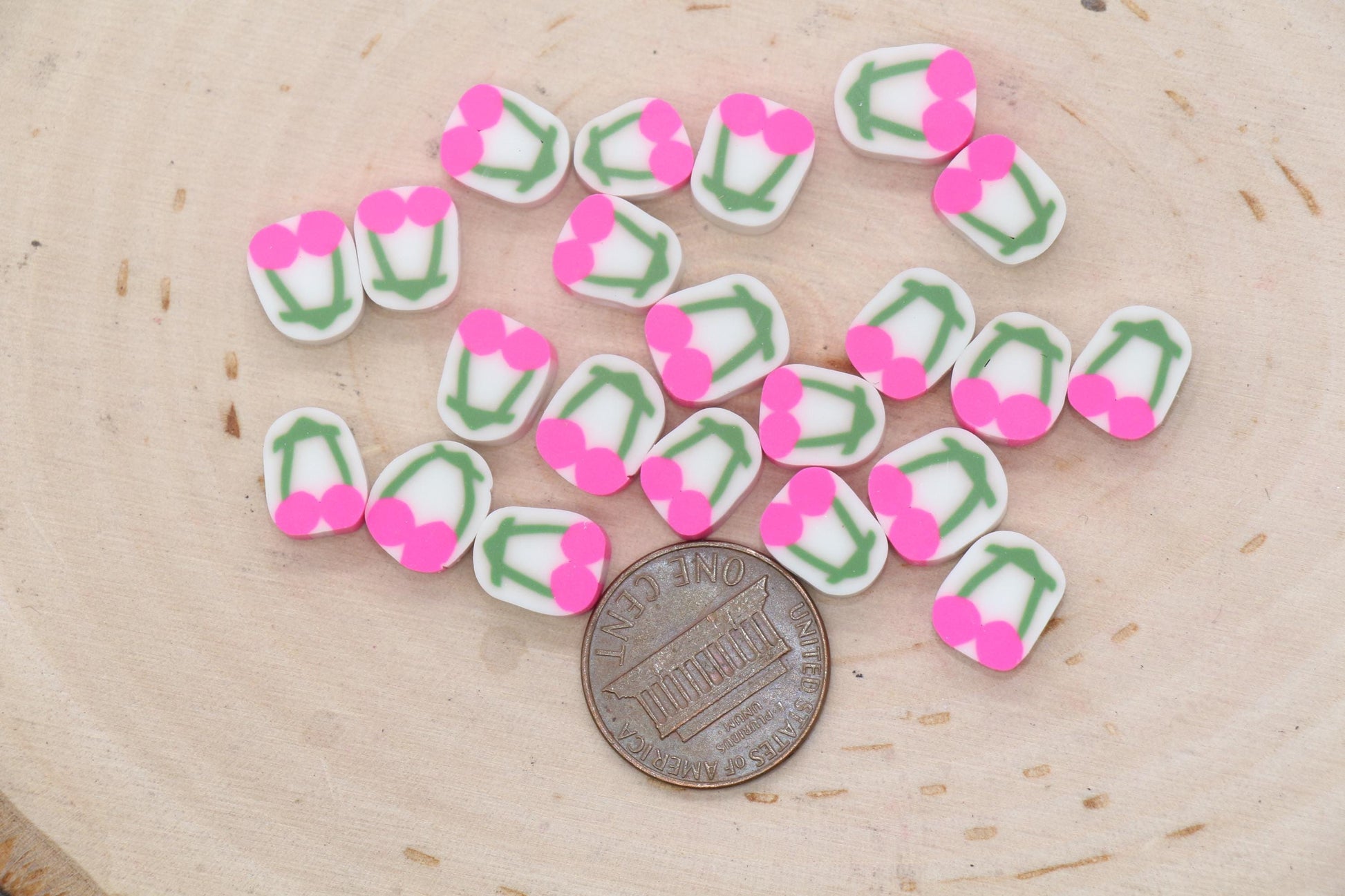 Pink Cherry Beads, Fruit Beads, Cherry Clay Beads, Whole Cherry Beads, Jewelry Beads, Beads for Bracelet #669