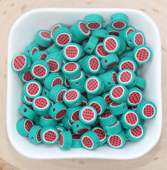 Watermelon Beads, Fruit Clay Beads, Watermelon Clay Beads, Sliced Watermelon Beads, Polymer Clay Beads, Jewelry Beads #673