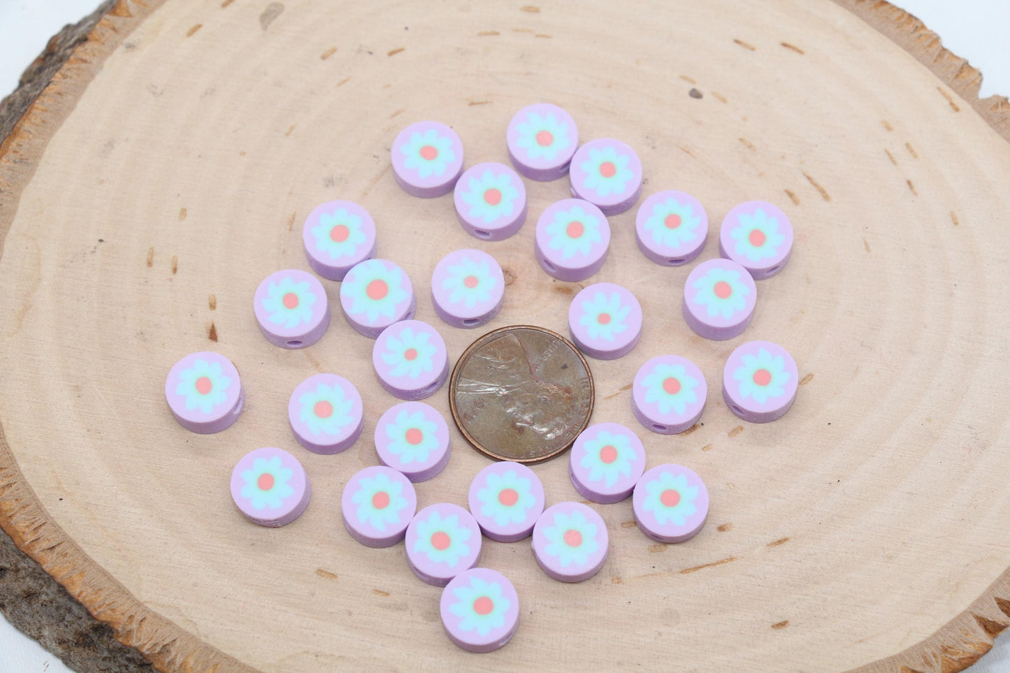 Flower Beads, Sunflower Beads, Polymer Clay Beads, Jewelry Beads, Bead for Bracelet #689