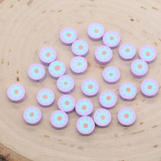 Flower Beads, Sunflower Beads, Polymer Clay Beads, Jewelry Beads, Bead for Bracelet #689