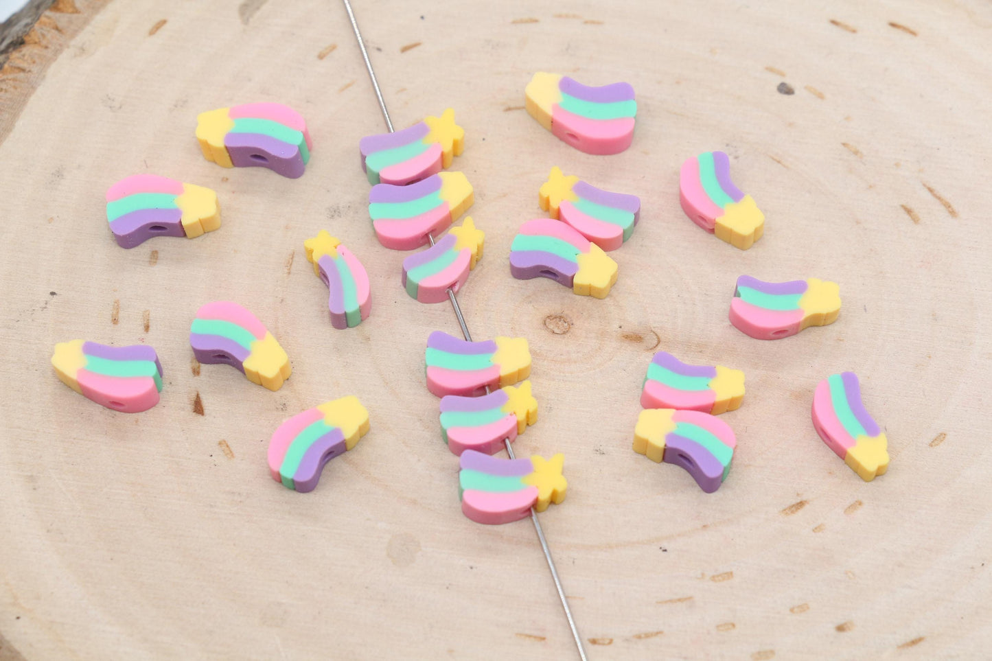 Shooting Star Beads, Polymer Clay Beads, Jewelry Beads, Bead for Bracelet #690