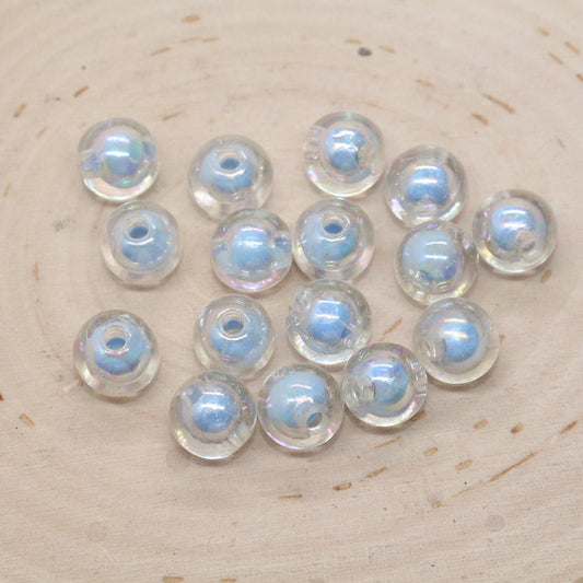 12mm Iridescent Blue Gumball Beads, AB Blue Round Acrylic Loose Beads, Glossy Shinny Bubblegum Beads, Chunky Beads, Round Beads #1962