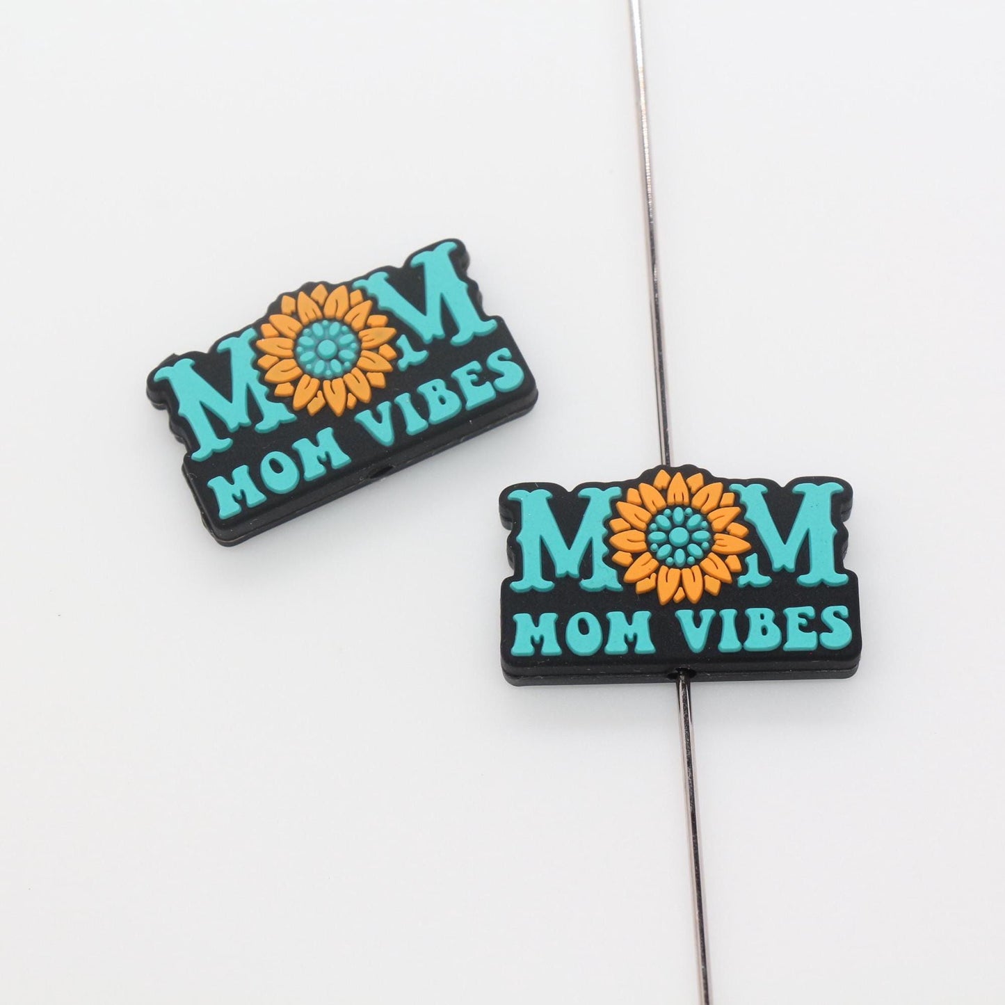 Mom Vibes Beads, Sunflower Mama Silicone Beads, Silicone Chunky Beads, Silicone Loose Beads, Focal Beads #718