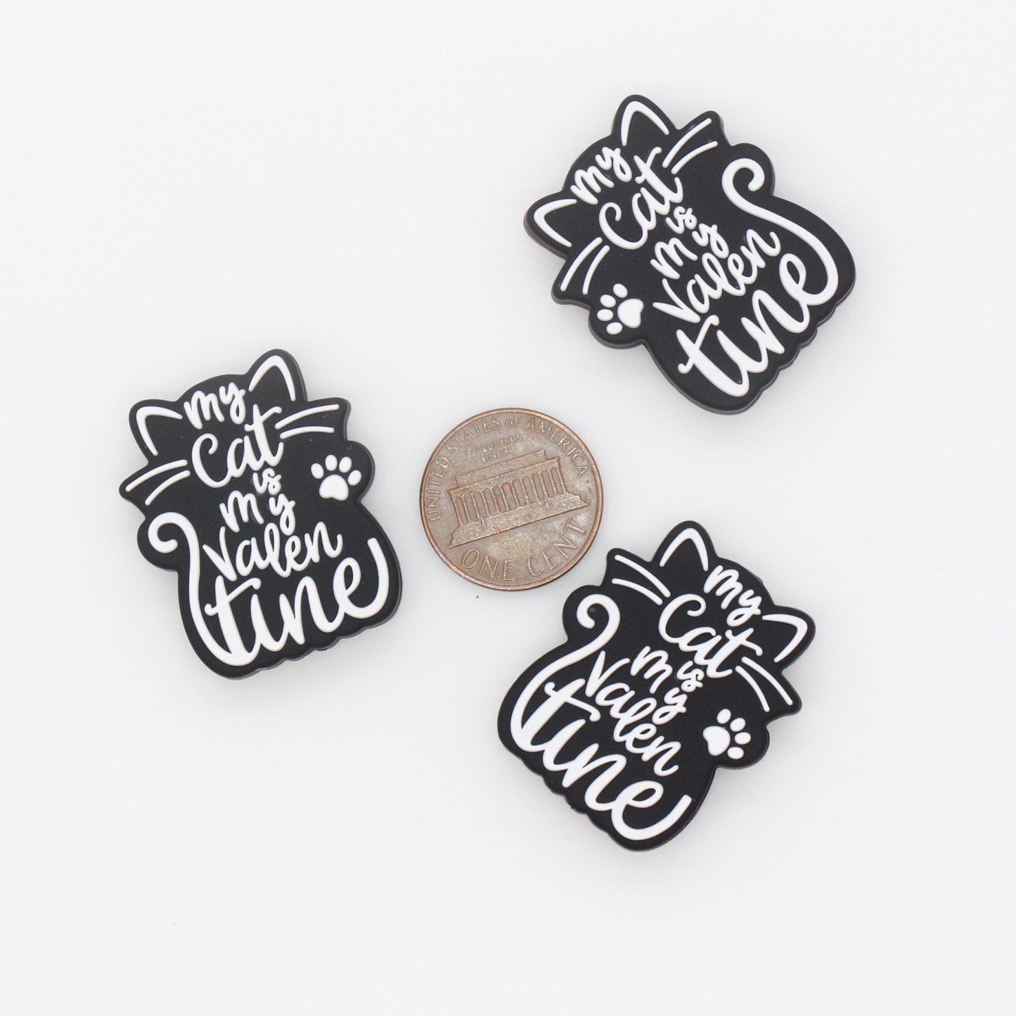 My Cat My Valentine Beads, Cat Lover Silicone Beads, Silicone Loose Beads, Focal Beads #723