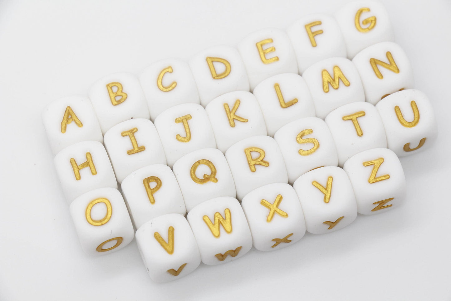 12mm Silicone Letter Beads, Alphabet Beads, Cube Letter Beads, Square Letter Beads, Name Initial Beads, Beads for Pens