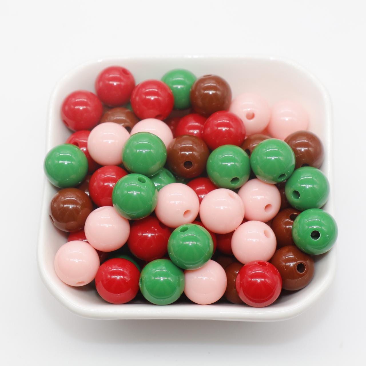 Christmas Gumball Beads, Holiday Themed Beads, Plastic Bubblegum Beads, Beads for Bracelets, Jewelry Making, Available in 6mm 8mm 10mm 12mm