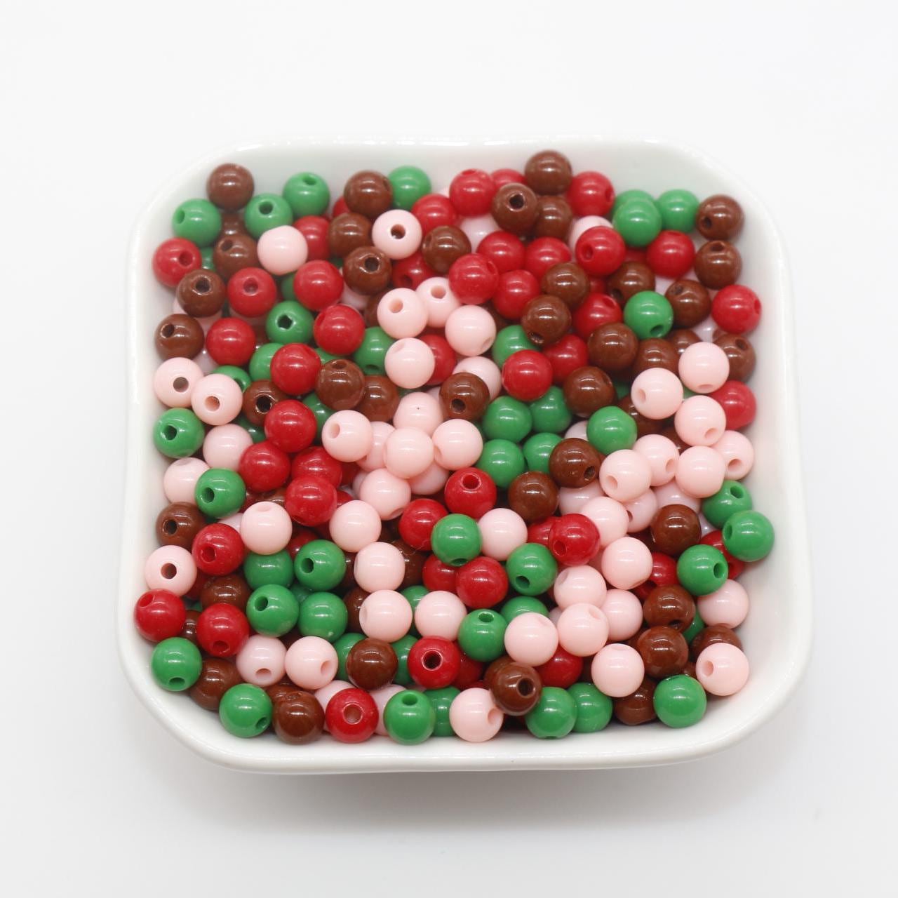 Christmas Gumball Beads, Holiday Themed Beads, Plastic Bubblegum Beads, Beads for Bracelets, Jewelry Making, Available in 6mm 8mm 10mm 12mm