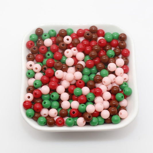 Christmas Gumball Beads, Holiday Themed Beads, Plastic Bubblegum Beads, Beads for Bracelets, Jewelry Making, Available in 6mm 8mm 10mm 12mm