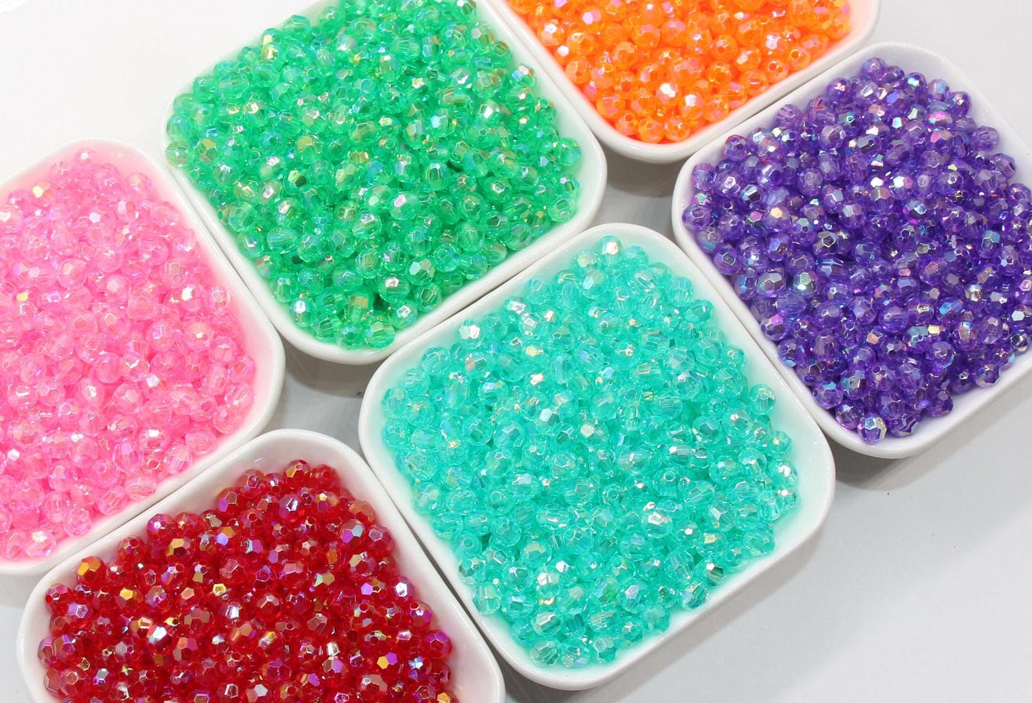 6mm Iridescent Faceted Beads, AB Finish Faceted Beads, Round Gumball Beads, Beads for Bracelets