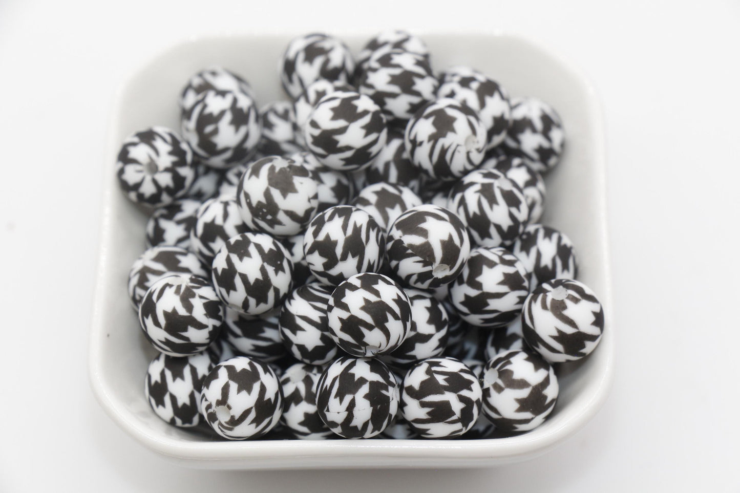 12mm Houndstooth Silicone Beads, Print Silicone Beads, Round Bubblegum Beads, Beads for Pens #313