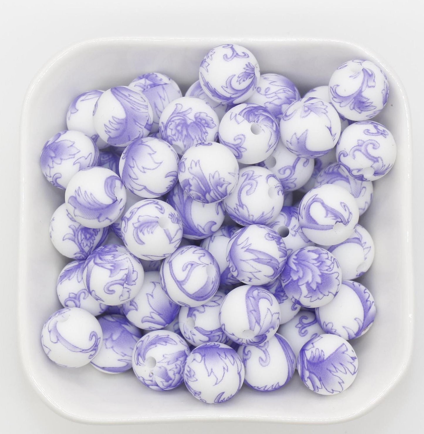 12mm Flower Printed Silicone Beads, Floral Silicone Beads, Bubblegum Beads, Beads for Pens, Beads for Bracelets
