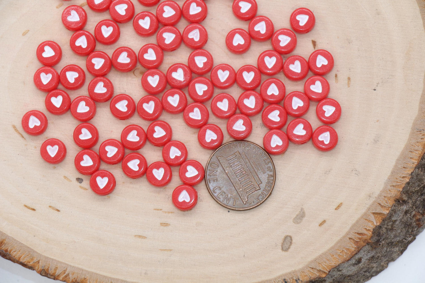 Red Heart Beads, Plastic Heart Beads, Heart Symbol Beads, Size 7mm #880