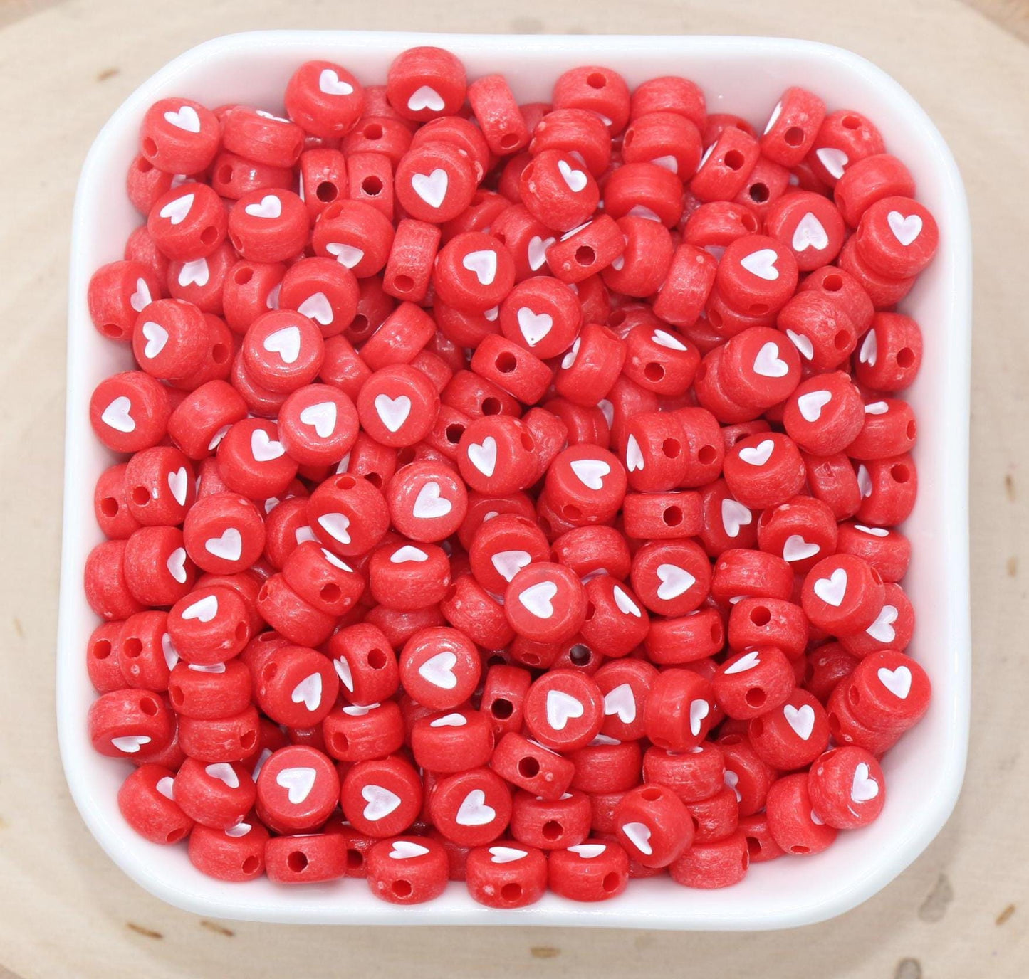 Red Heart Beads, Plastic Heart Beads, Heart Symbol Beads, Size 7mm #880