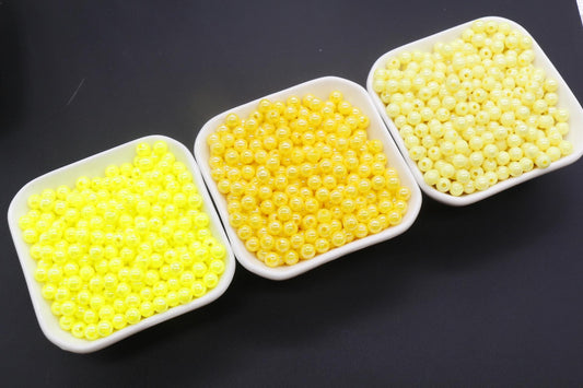 6mm Yellow AB Beads, Iridescent Beads, Sparkle Yellow Gumball Beads, Bubblegum Beads, Chunky Beads, Beads for Bracelets