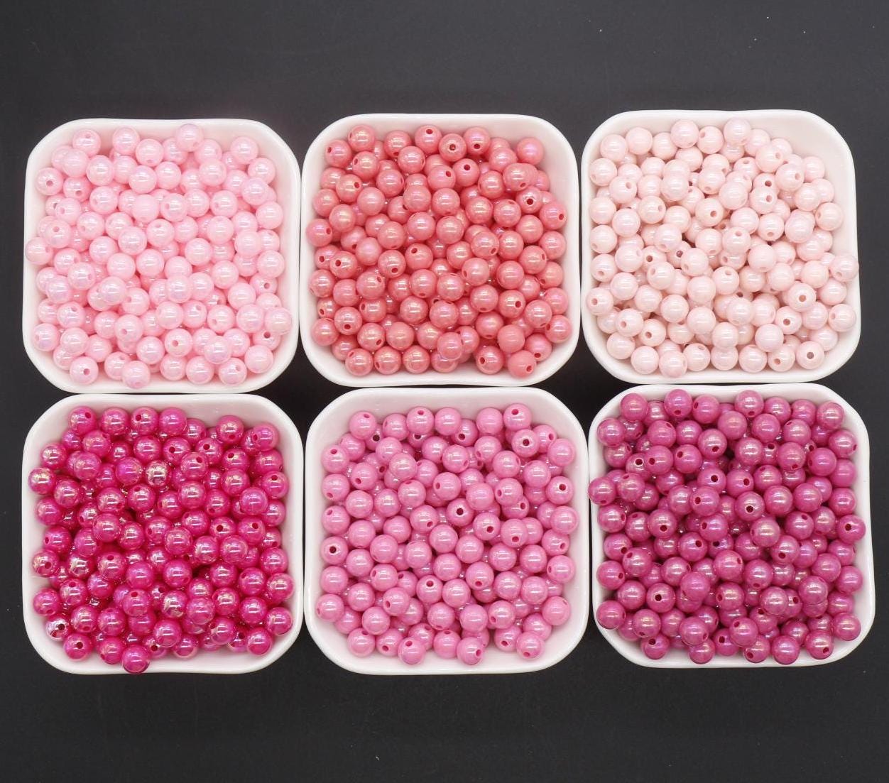 8mm Pink AB Beads, Iridescent Beads, Sparkle Pink Gumball Beads, Bubblegum Beads, Chunky Beads, Beads for Bracelets