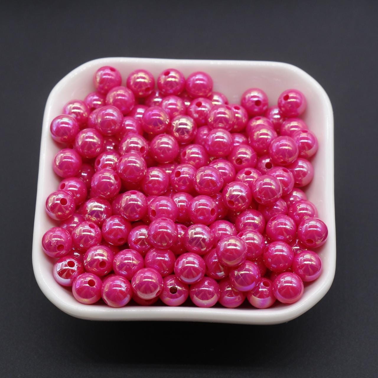 8mm Pink AB Beads, Iridescent Beads, Sparkle Pink Gumball Beads, Bubblegum Beads, Chunky Beads, Beads for Bracelets