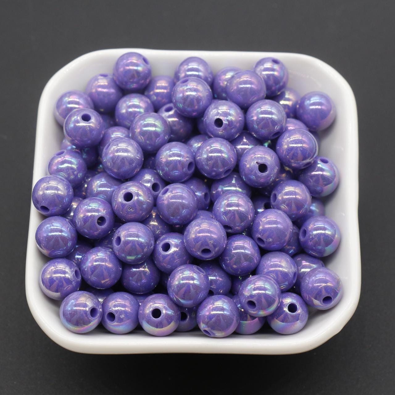 10mm Purple AB Beads, Iridescent Beads, Sparkle Purple Gumball Beads, Bubblegum Beads, Chunky Beads, Beads for Bracelets