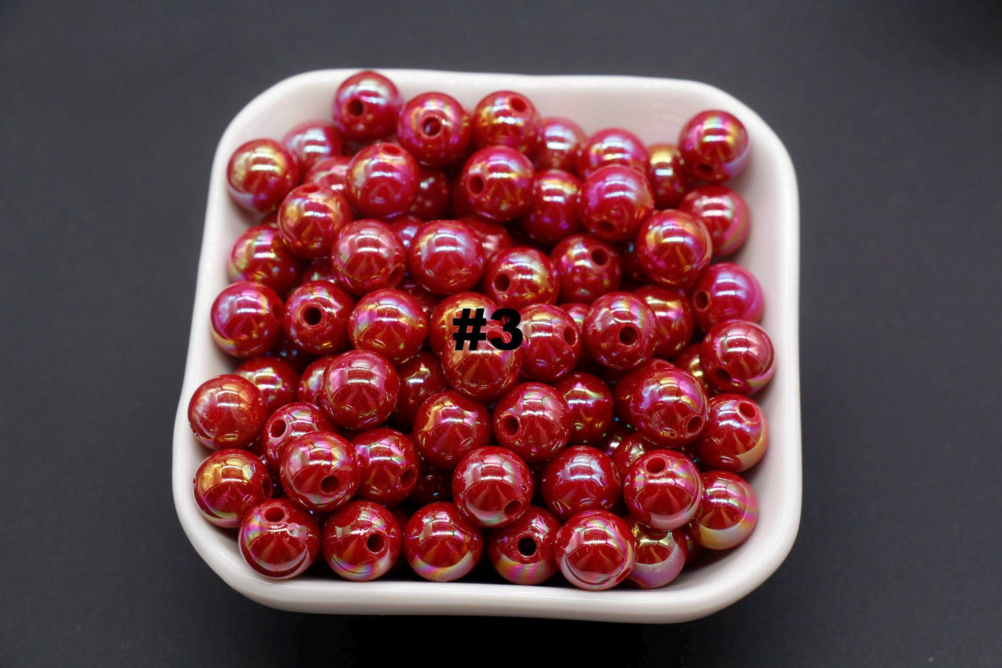 10mm Red AB Beads, Iridescent Beads, Sparkle Red Gumball Beads, Bubblegum Beads, Chunky Beads, Beads for Bracelets