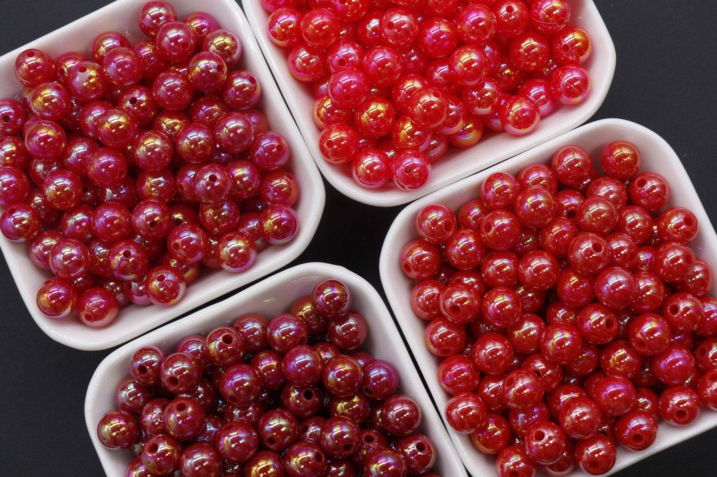 10mm Red AB Beads, Iridescent Beads, Sparkle Red Gumball Beads, Bubblegum Beads, Chunky Beads, Beads for Bracelets