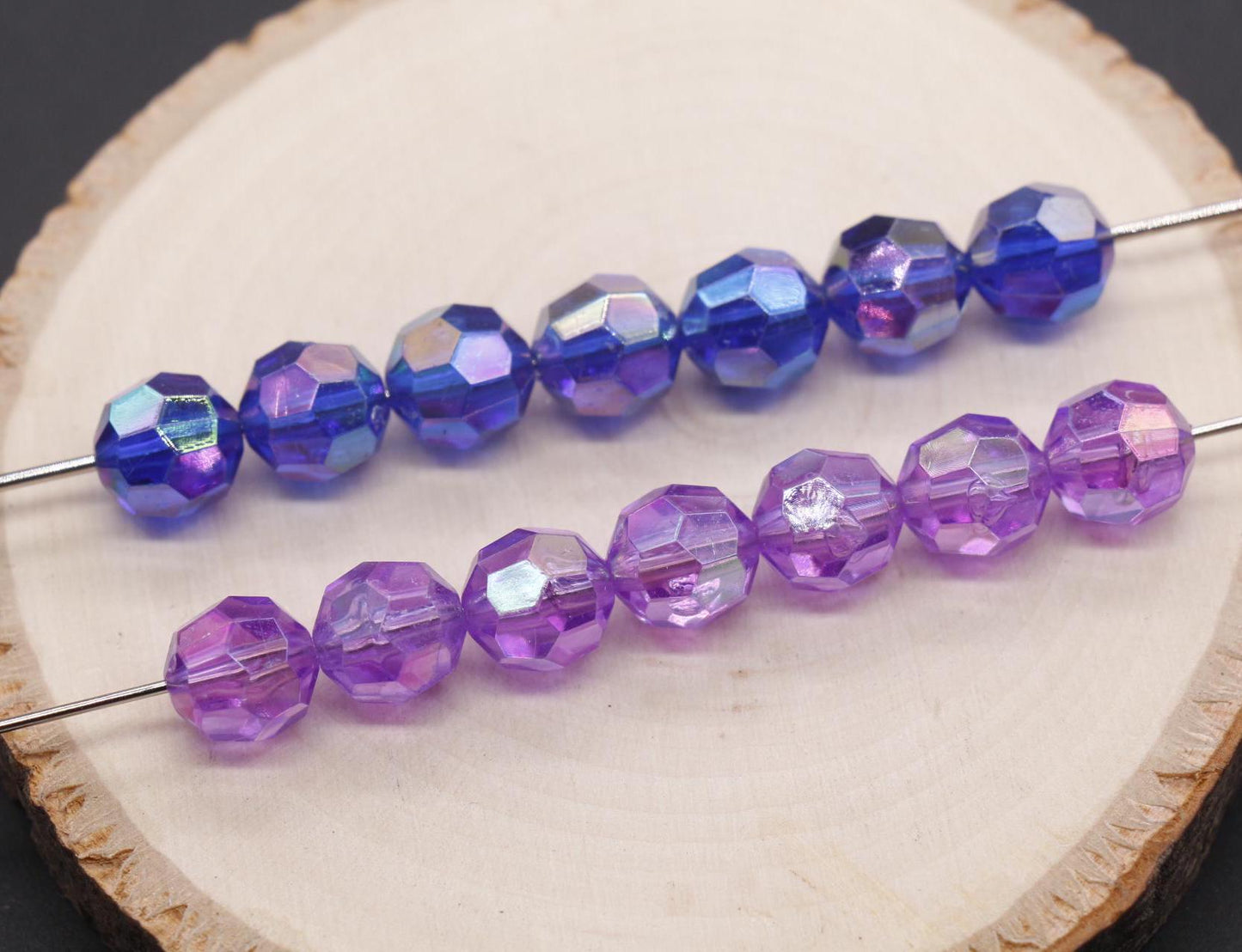 10mm AB Faceted Beads, Iridescent Faceted Beads, Plastic Beads, Round Beads, Bubblegum Beads, Beads for Bracelets