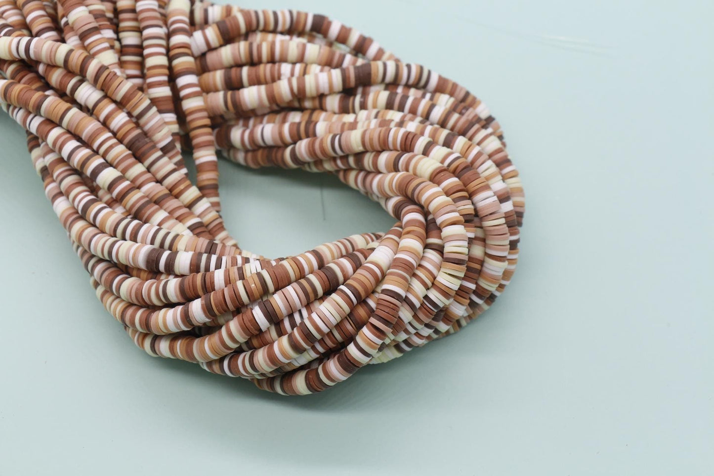 6mm Brown Mix Heishi Beads, Mix Polymer Clay Disc Beads, African Disc Beads, Vinyl Heishi, Warm Tone Beads, Full Strand #401