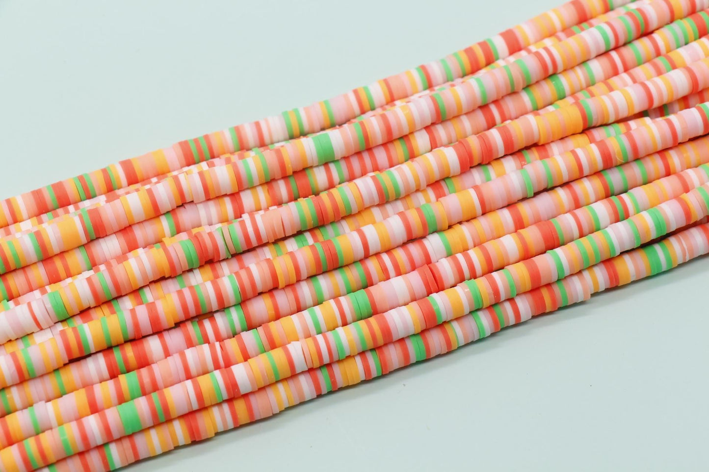 6mm Orange Mix Heishi Beads, Multicolor Polymer Clay Disc Beads, African Disc Beads, Vinyl Heishi, Rainbow Heishi Beads, Full Strand #588