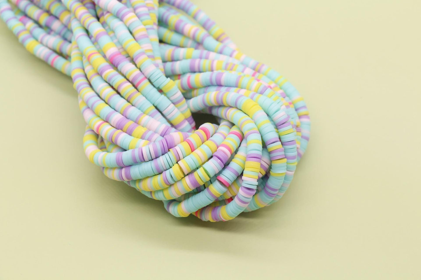 6mm Blue Mix Heishi Beads, Multicolor Polymer Clay Disc Beads, African Disc Beads, Vinyl Heishi, Rainbow Heishi Beads, Full Strand #723