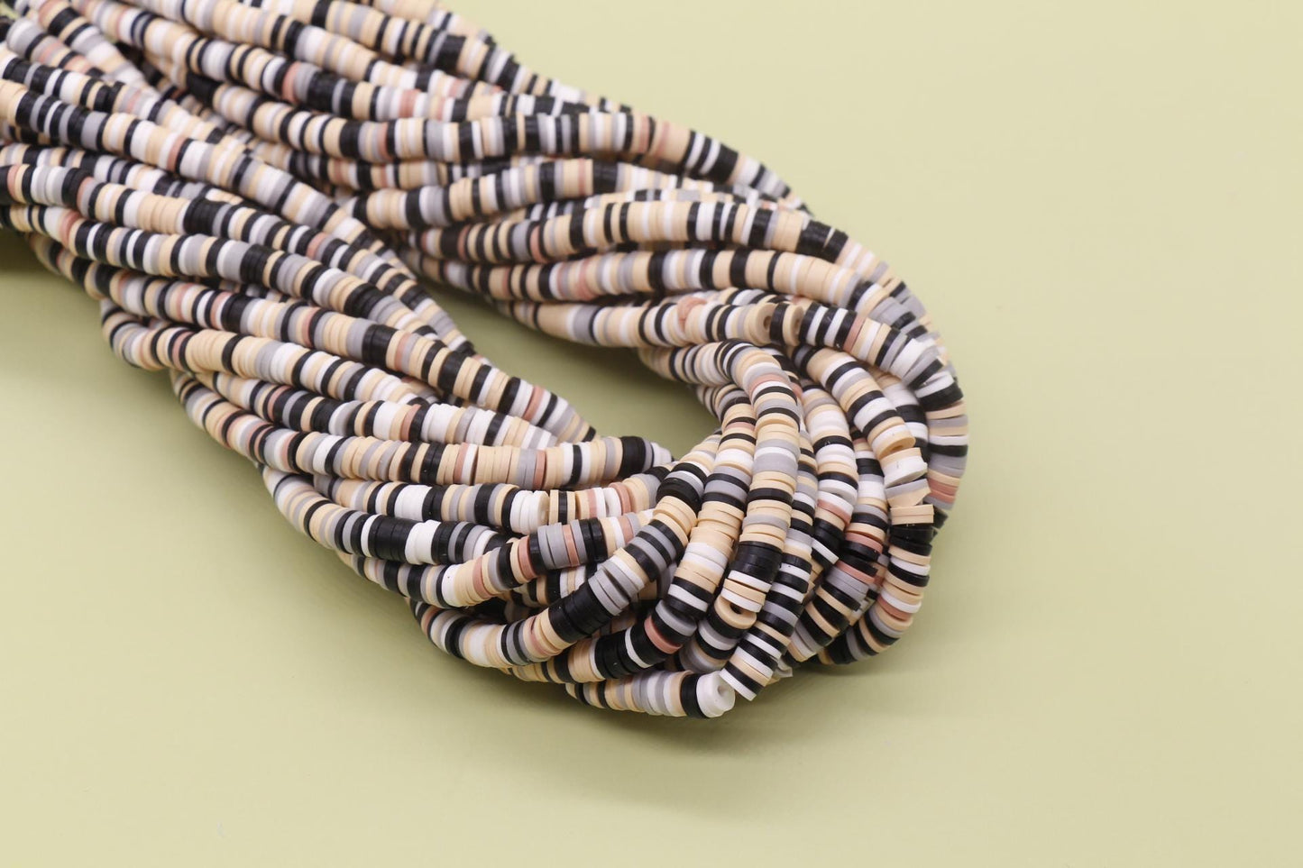 6mm Brown and Black Mix Heishi Beads, Multicolor Polymer Clay Disc Beads, African Disc Beads, Vinyl Heishi, Full Strand #726