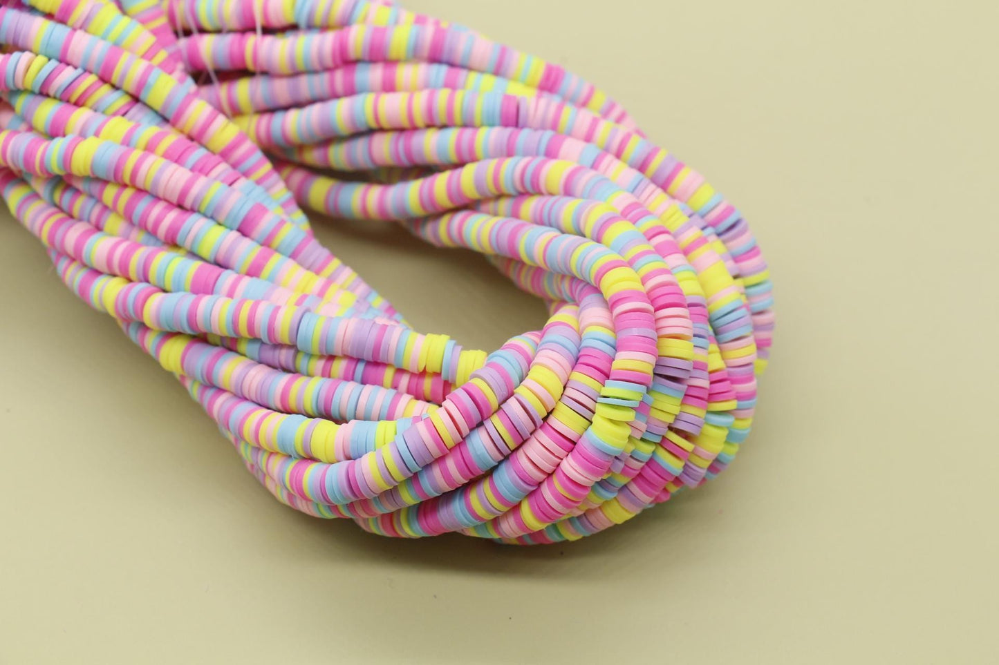 6mm Mix Heishi Beads, Multicolor Polymer Clay Disc Beads, African Disc Beads, Vinyl Heishi, Full Strand #727