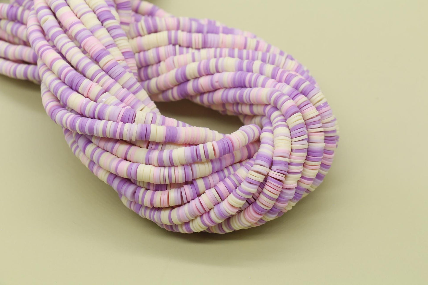 6mm Purple Mix Heishi Beads, Multicolor Polymer Clay Disc Beads, African Disc Beads, Vinyl Heish, Full Strand #728