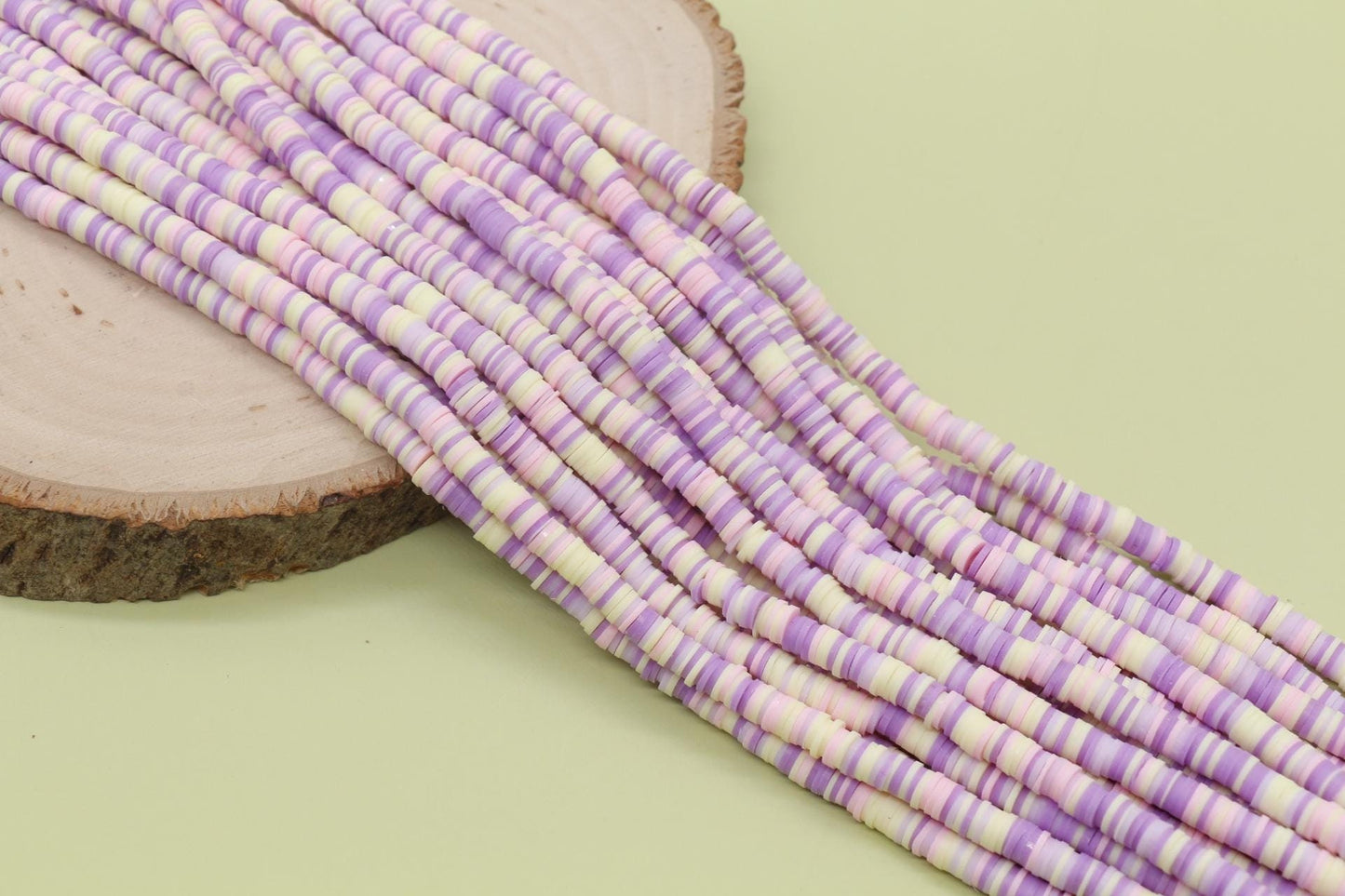 6mm Purple Mix Heishi Beads, Multicolor Polymer Clay Disc Beads, African Disc Beads, Vinyl Heish, Full Strand #728
