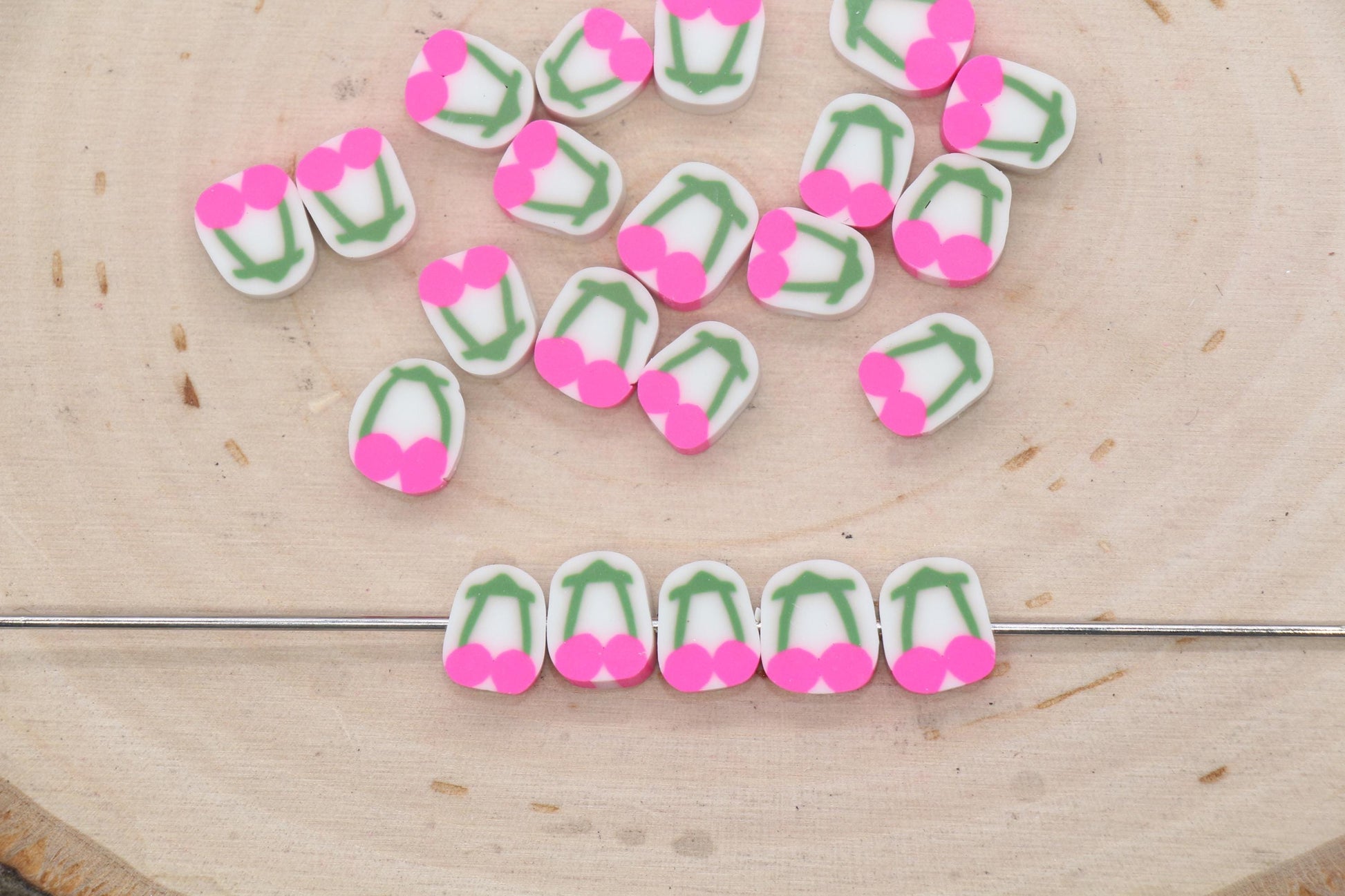 Pink Cherry Beads, Fruit Beads, Cherry Clay Beads, Whole Cherry Beads, Jewelry Beads, Beads for Bracelet #669