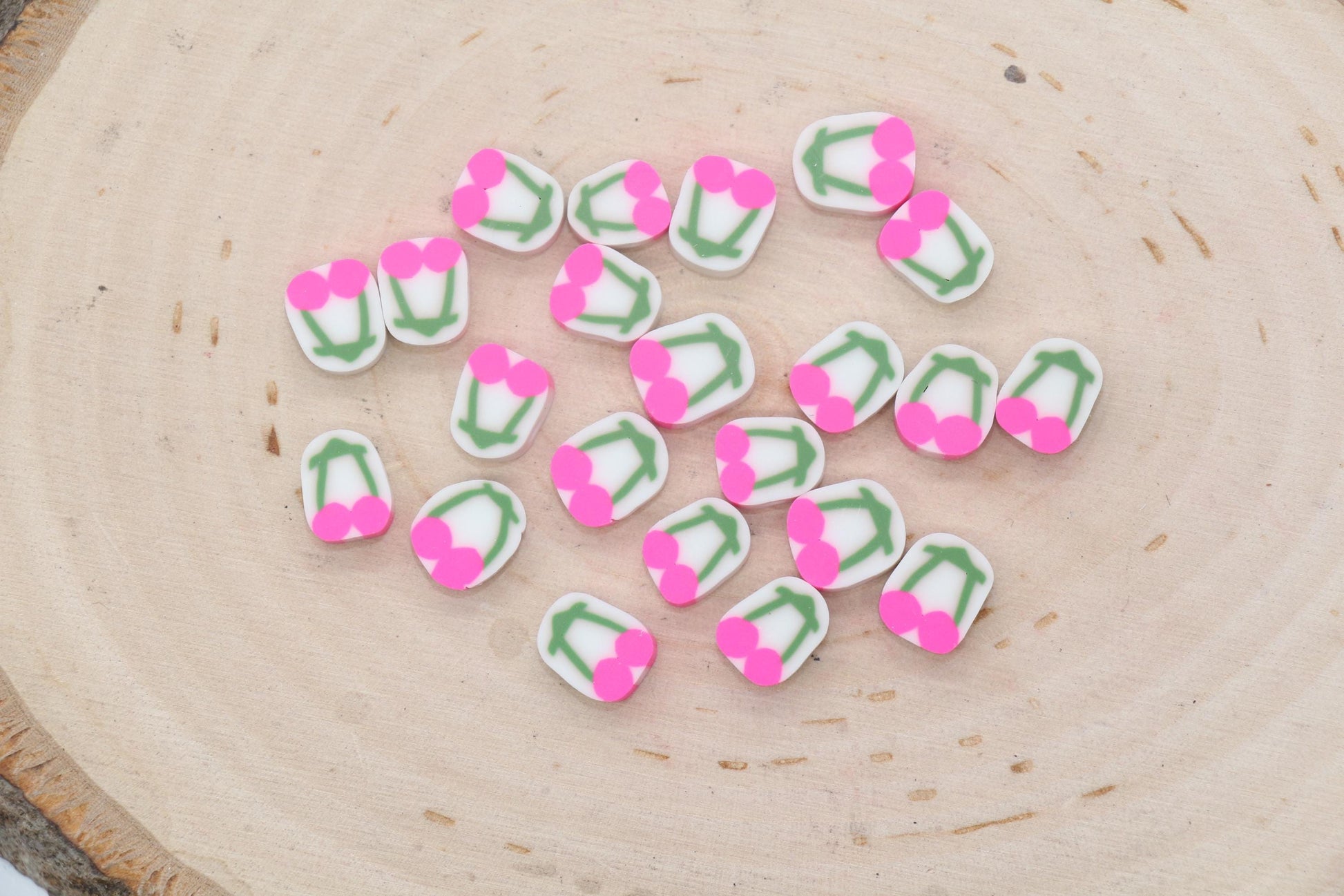 Pink Cherry Beads, Fruit Beads, Cherry Clay Beads, Whole Cherry Beads, Jewelry Beads, Beads for Bracelet #669