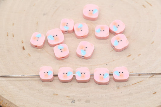 Pig Beads, Pig Clay Beads, Farm Animal Clay Beads, Beads for Bracelet, Jewelry Beads #682